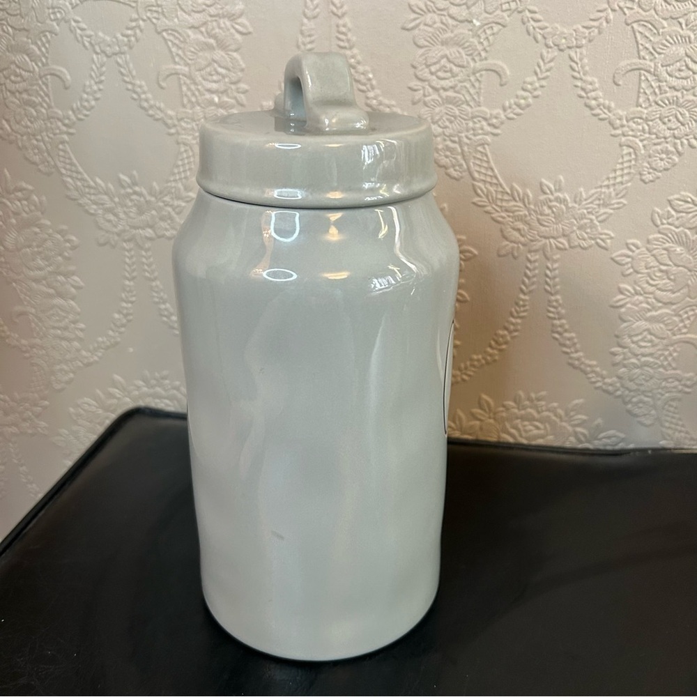 Rae Dunn Gray Black oats Canister approx 9.5” high - Picture 4 of 7